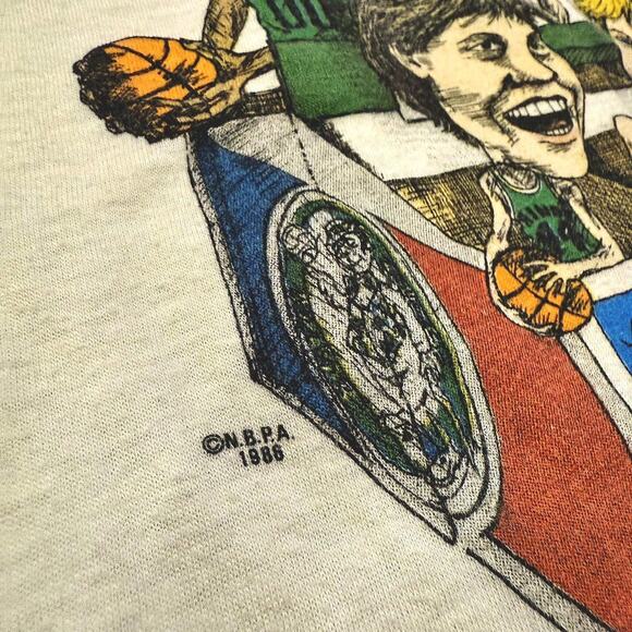 1986 Boston Celtics “Six Pack” Ringer Tee – Salem Screen Stars - S/M Vintage - Picture 5 of 8